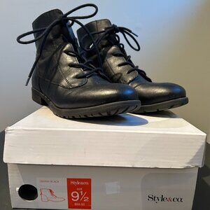 Style & Co. Qwinn Black Lace-Up Ankle Boots – Size 9.5M